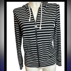 Roxy Black and White Striped Hoodie